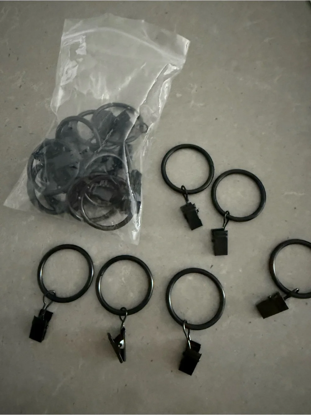 Black Metal Curtain Clip Rings - Pack of Decorative Drapery Hooks - Qty 20